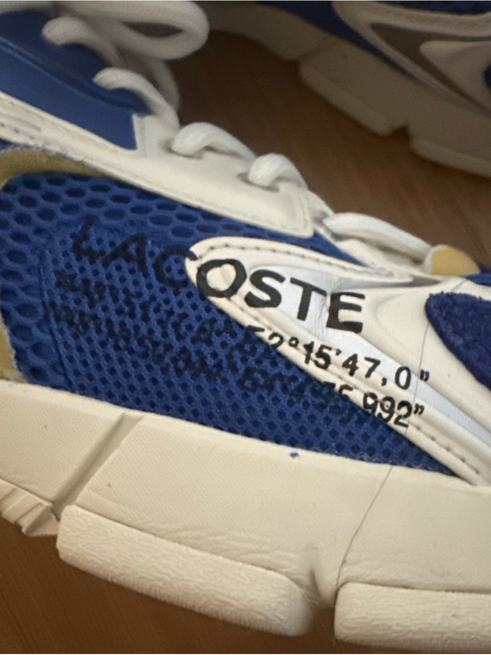 Lacoste Men's Sneakers L003 Neo Lace-up Sneakers Shoes Blue White Size 11 USED - Picture 15 of 16